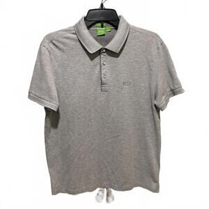 Hugo Boss Men's Green Tag Gray Polo Shirt Regular Fit Long Staple Cotton - L